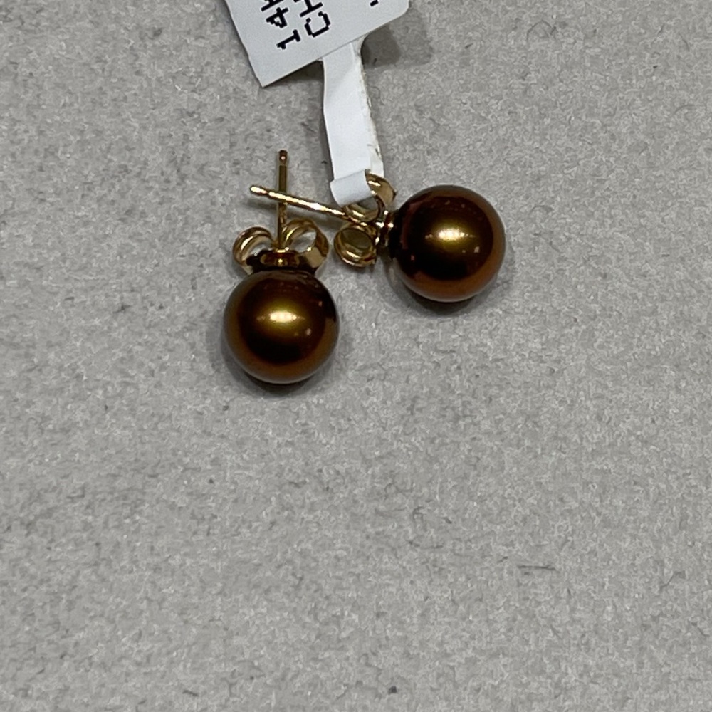 14Kt Chocolate Cultured Pearl Earrings
